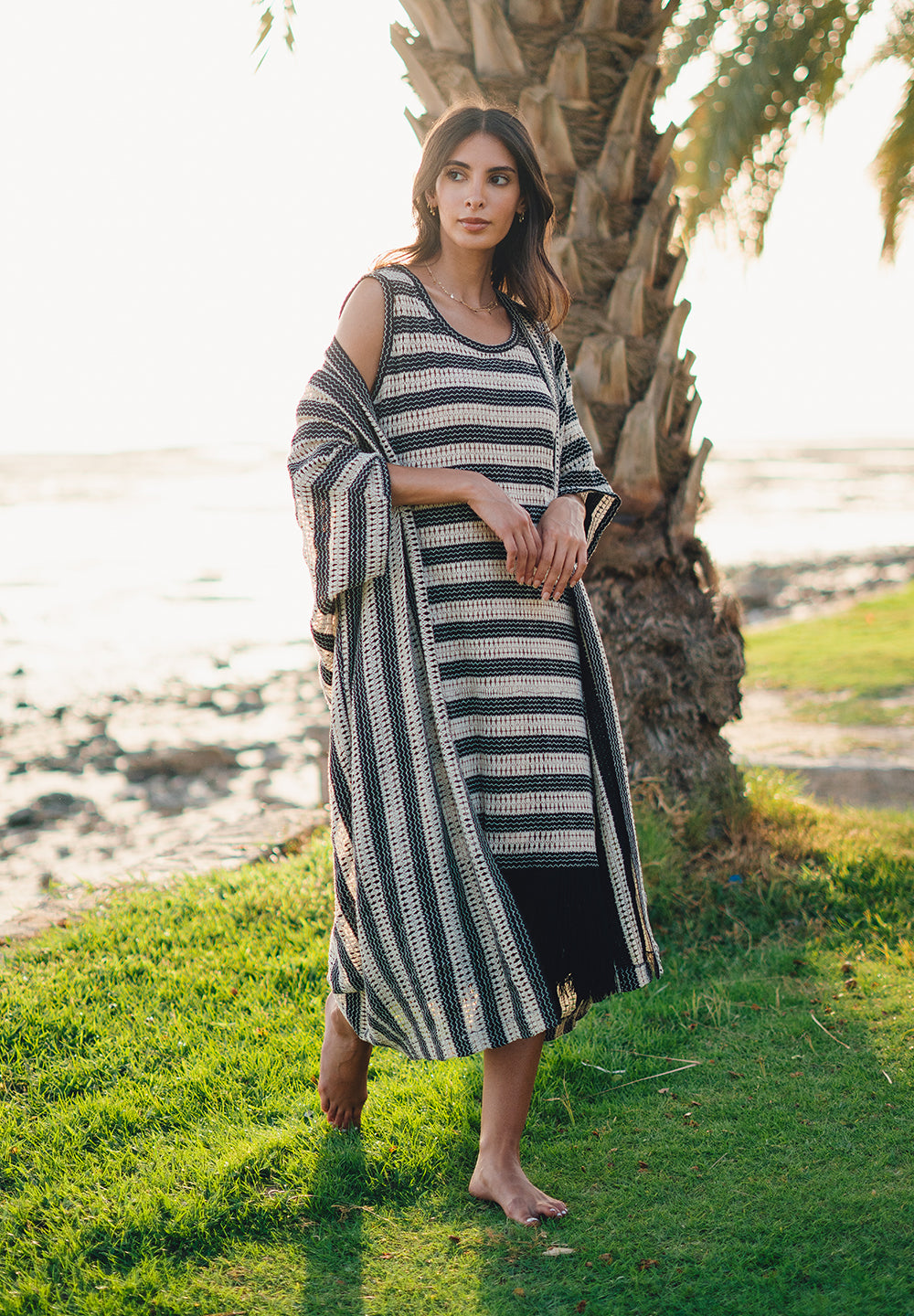 Beach dress and cardigan